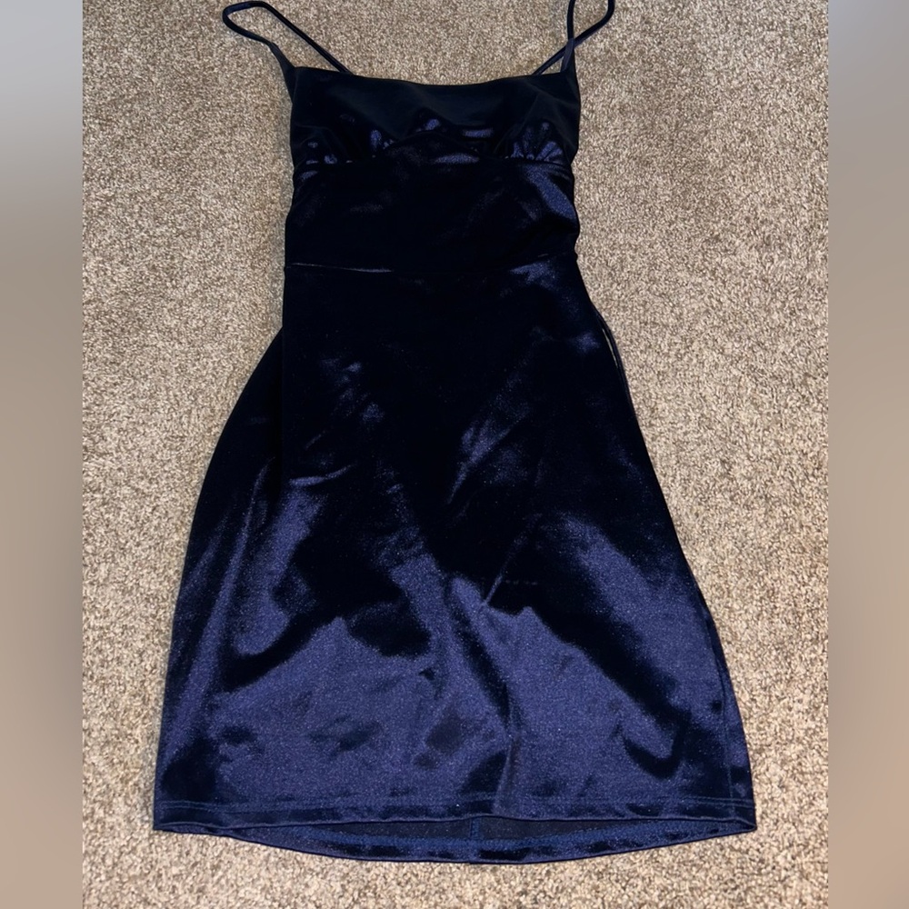 Navy Windsor Dress Corset Tie Back